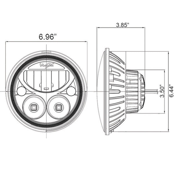 VISION X VORTEX 7" LED FRAMLJÓSA SETT E-MERKT KRÓM