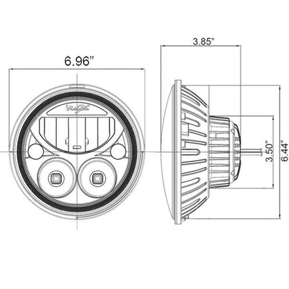 VISION X VORTEX 7" LED FRAMLJÓSA SETT E-MERKT KRÓM